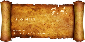 Filo Aliz névjegykártya